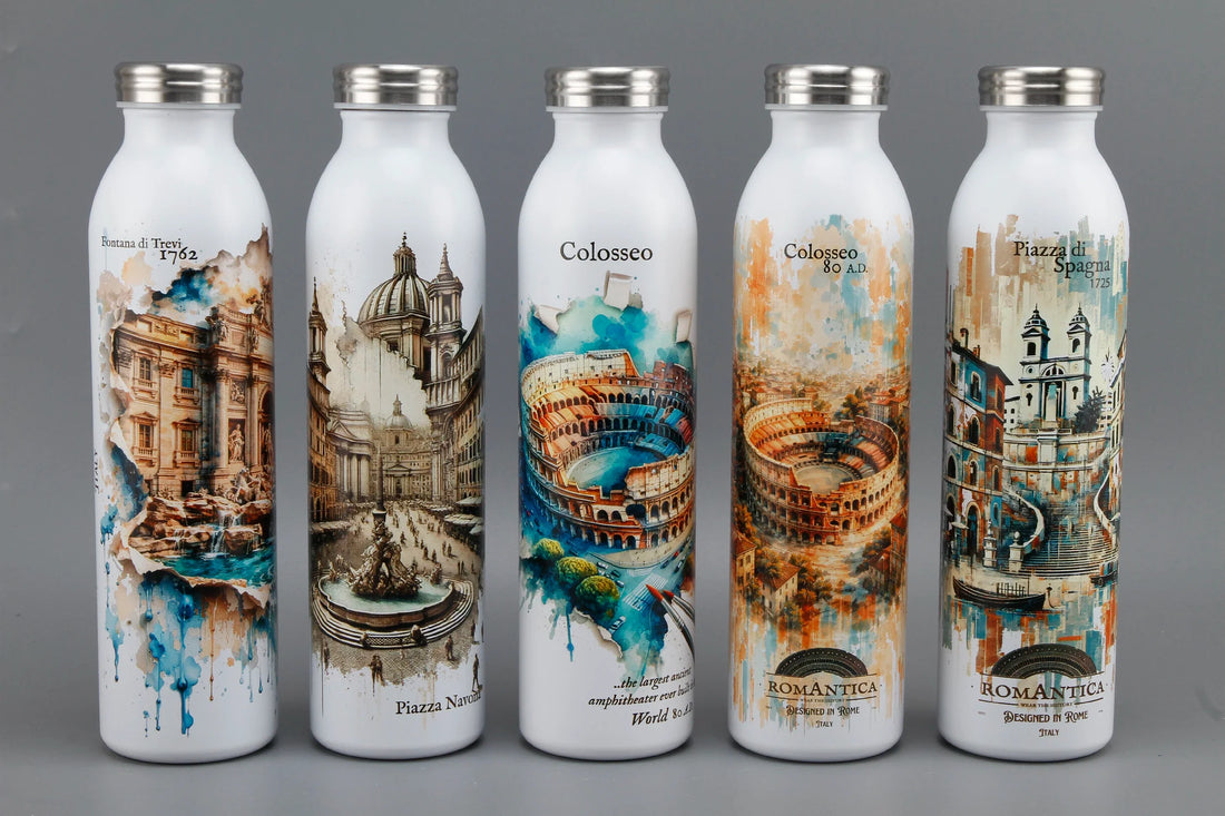 Roman Bottle Trevi Fountain Colosseum Piazza Navona Spanish Steps by RomAntica Design from Rome