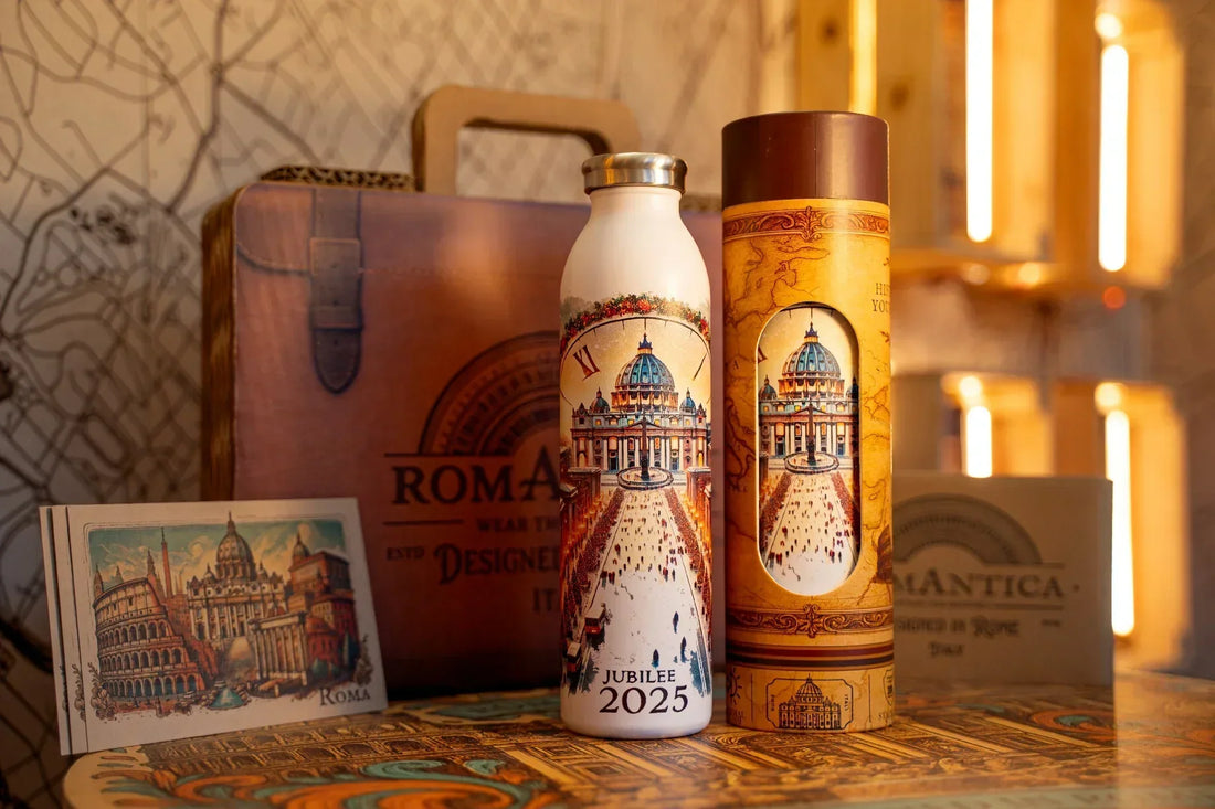 Rome Jubilee 2025 souvenir — RomAntica Design exclusive thermal bottle pilgrims collection