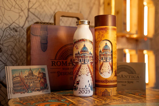 Rome Jubilee 2025 souvenir — RomAntica Design exclusive thermal bottle pilgrims collection