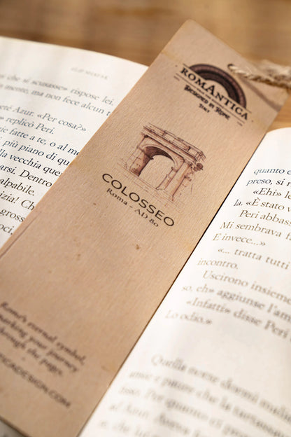 RomAntica Design wood bookmark Colosseum illustration — natural wood Rome souvenir