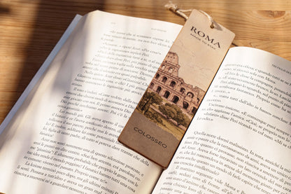 RomAntica Design wood bookmark Colosseum illustration — natural wood Rome souvenir